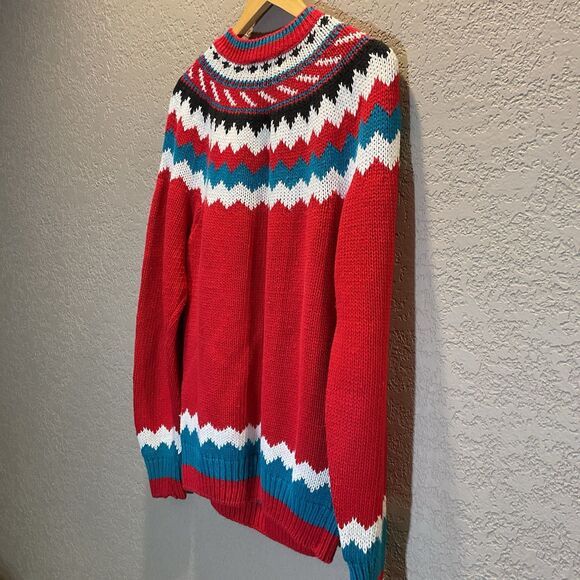 Vintage Crystal Sportswear Knit Sweater Large Red Nordic Pullover Retro 80s USA - Picture 9 of 9